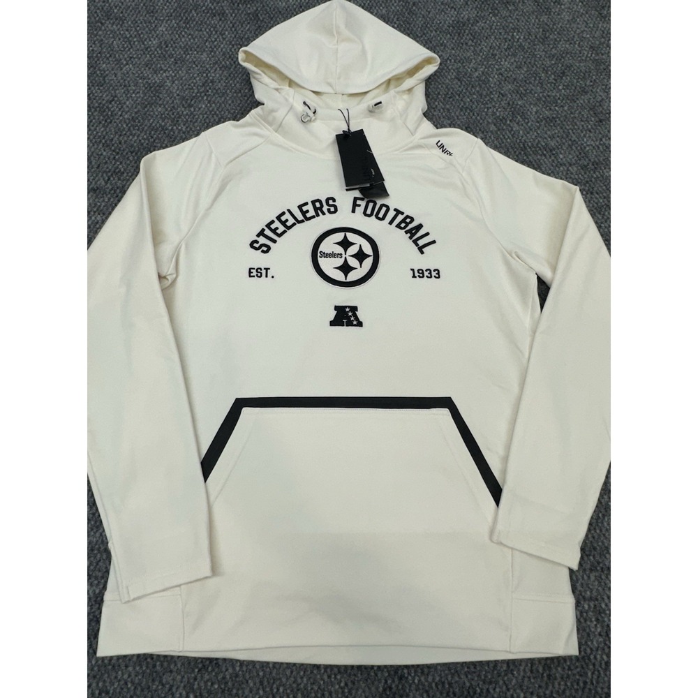 Pittsburgh Steelers UNRL White '25 Crossover Hoodie II • Men's Small - New